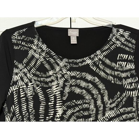 Chico's Travelers Asymmetrical Black Tunic, Size 2 - Picture 3 of 6